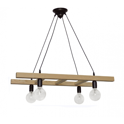 Φωτιστικό κρεμαστό ξύλινη σκάλα με καλώδιο μαύρο και 4 φώτα SKALA/4 WOOD CABLE Model 31-1047