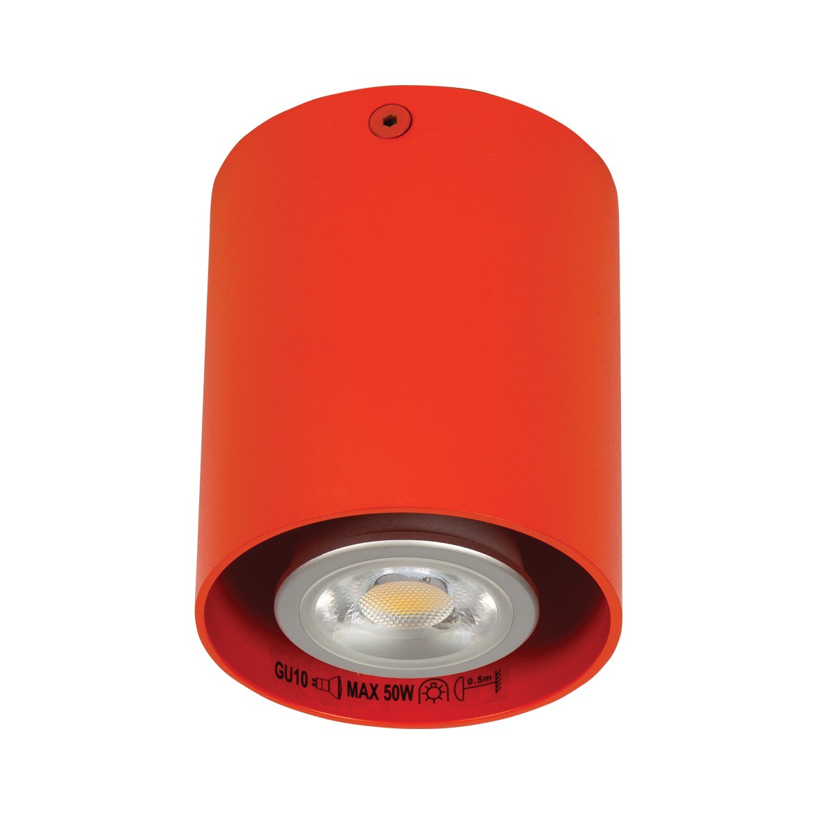 Φωτιστικό αλουμινίου οροφής κύλινδρος  σταθερός GU10 max 35W πορτοκαλί VK/03002/OR