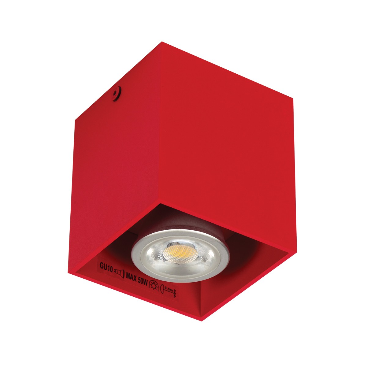 Φωτιστικό αλουμινίου οροφής κύβος  GU10 max 35W κόκκινο 82χ82χ95 VK/03001/R