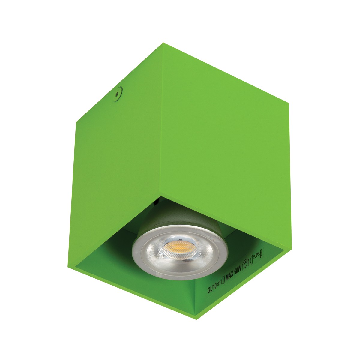 Φωτιστικό αλουμινίου οροφής κύβος  GU10 max 35W πράσινο 82χ82χ95 VK/03001/GR