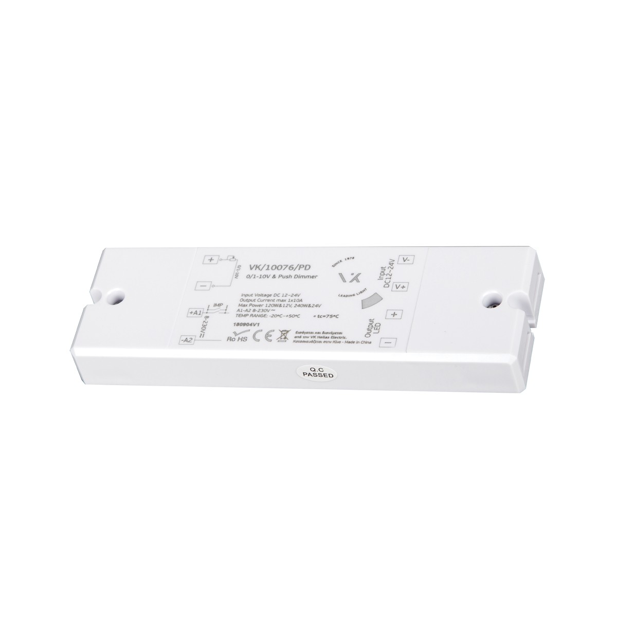 Led dimmer 12-24VDC 1X10A,120-240W,46.5X145X16 VK/10076/PD