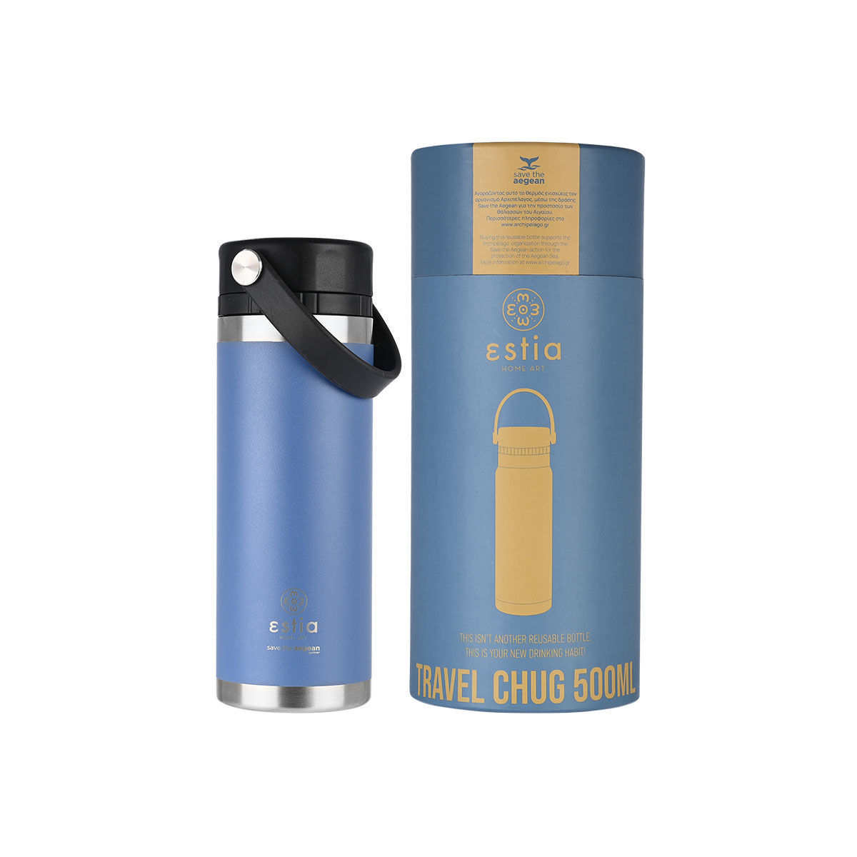 ΘΕΡΜΟΣ TRAVEL CHUG SAVE THE AEGEAN 500ml DENIM BLUE