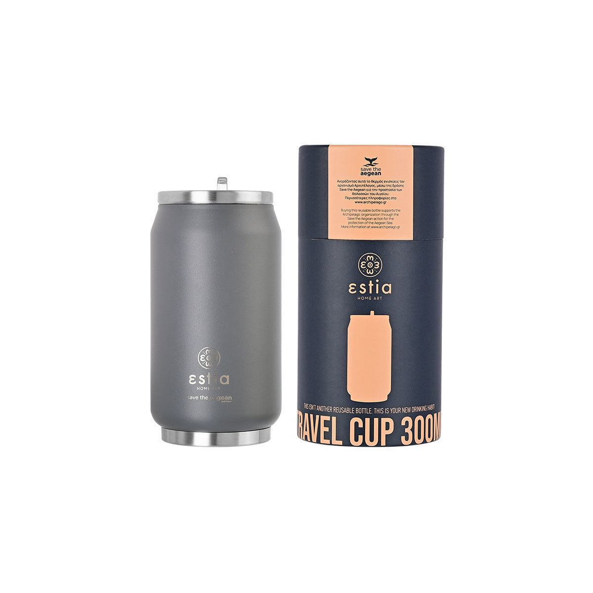 ΘΕΡΜΟΣ TRAVEL CUP SAVE THE AEGEAN 300ml FJORD GREY