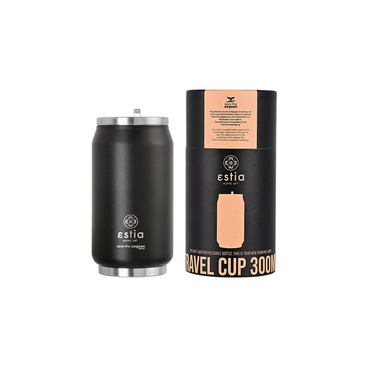 ΘΕΡΜΟΣ TRAVEL CUP SAVE THE AEGEAN 300ml MIDNIGHT BLACK