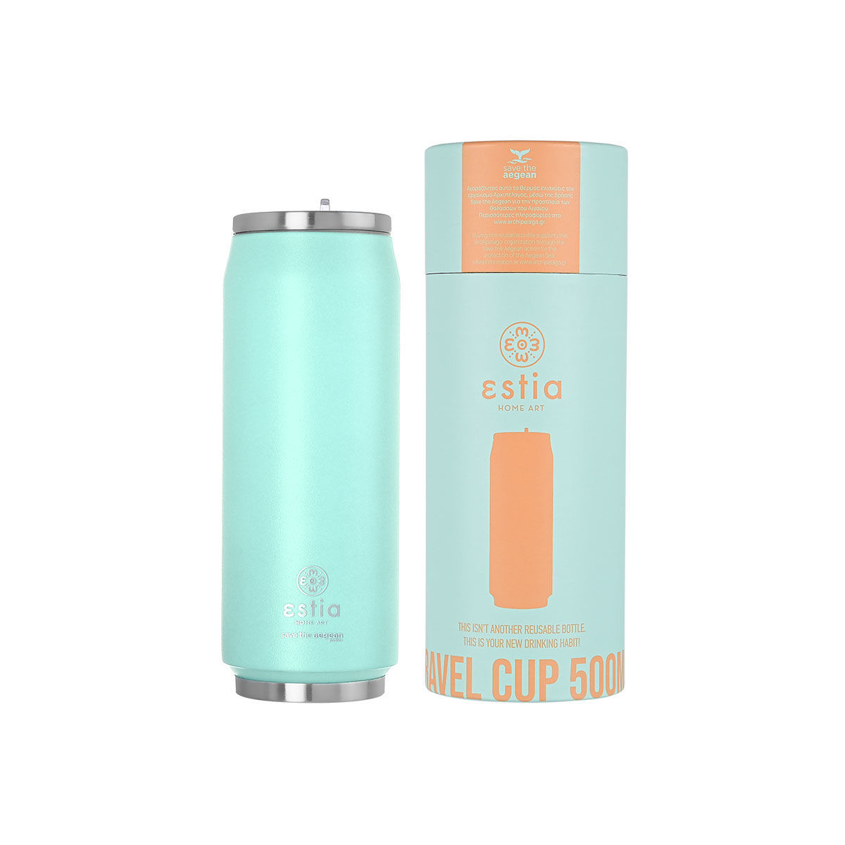 ΘΕΡΜΟΣ TRAVEL CUP SAVE THE AEGEAN 500ml BERMUDA GREEN