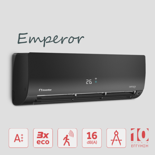 Inventor Emperor Μαύρο – 24.000 BTU  EMPVI-24WFI/ EMPVO-24