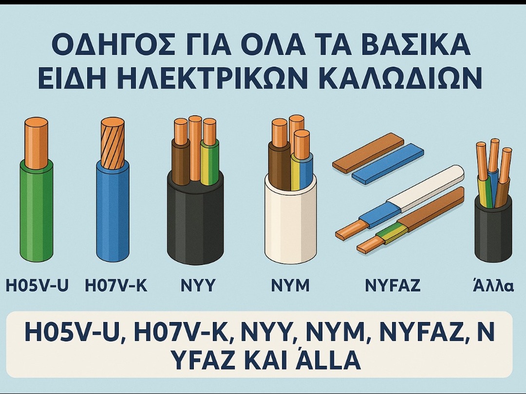 Οδηγός για Όλα τα Βασικά Είδη Ηλεκτρικών Καλωδίων: H05V-U, H07V-K, NYY, NYM, NYFAZ, NYIFY και Άλλα
