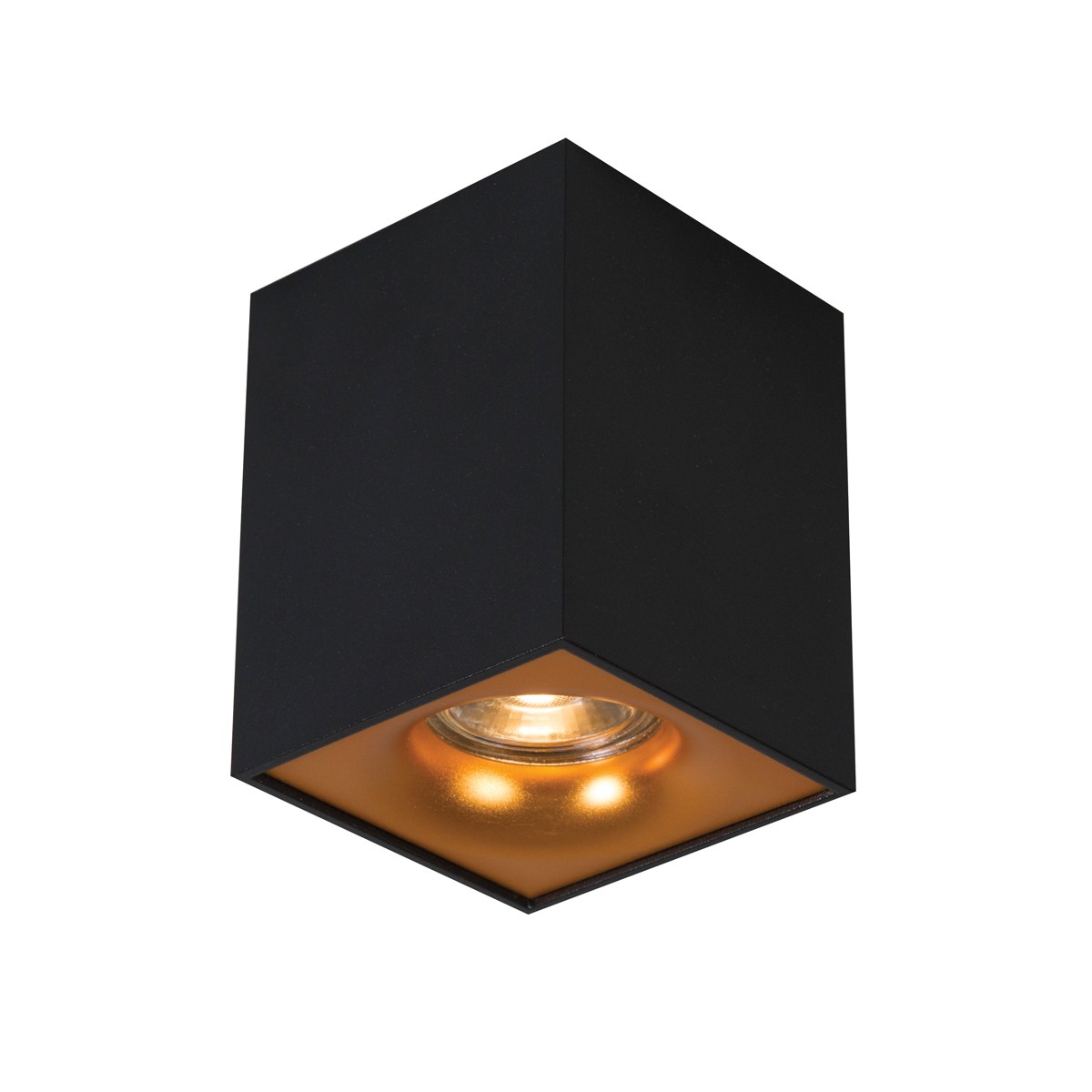 Φωτιστικό αλουμινίου  οροφής κύβος GU10 max 35W μαύρο σαγρέ - χρυσό 82,5χ82,5χ105mm VK/03085CE/BGD