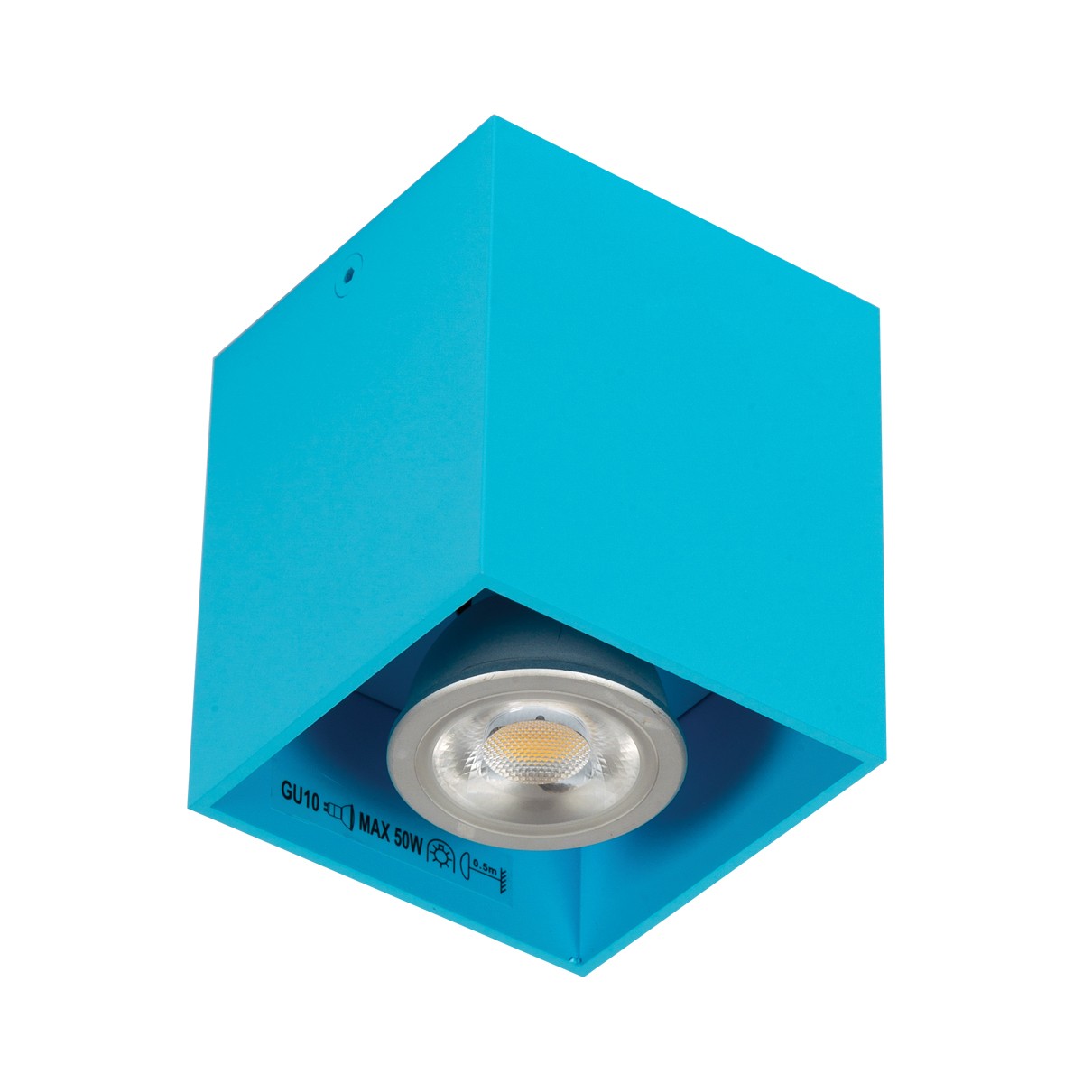 Φωτιστικό αλουμινίου οροφής κύβος  GU10 max 35W γαλάζιο 82χ82χ95 VK/03001/LB
