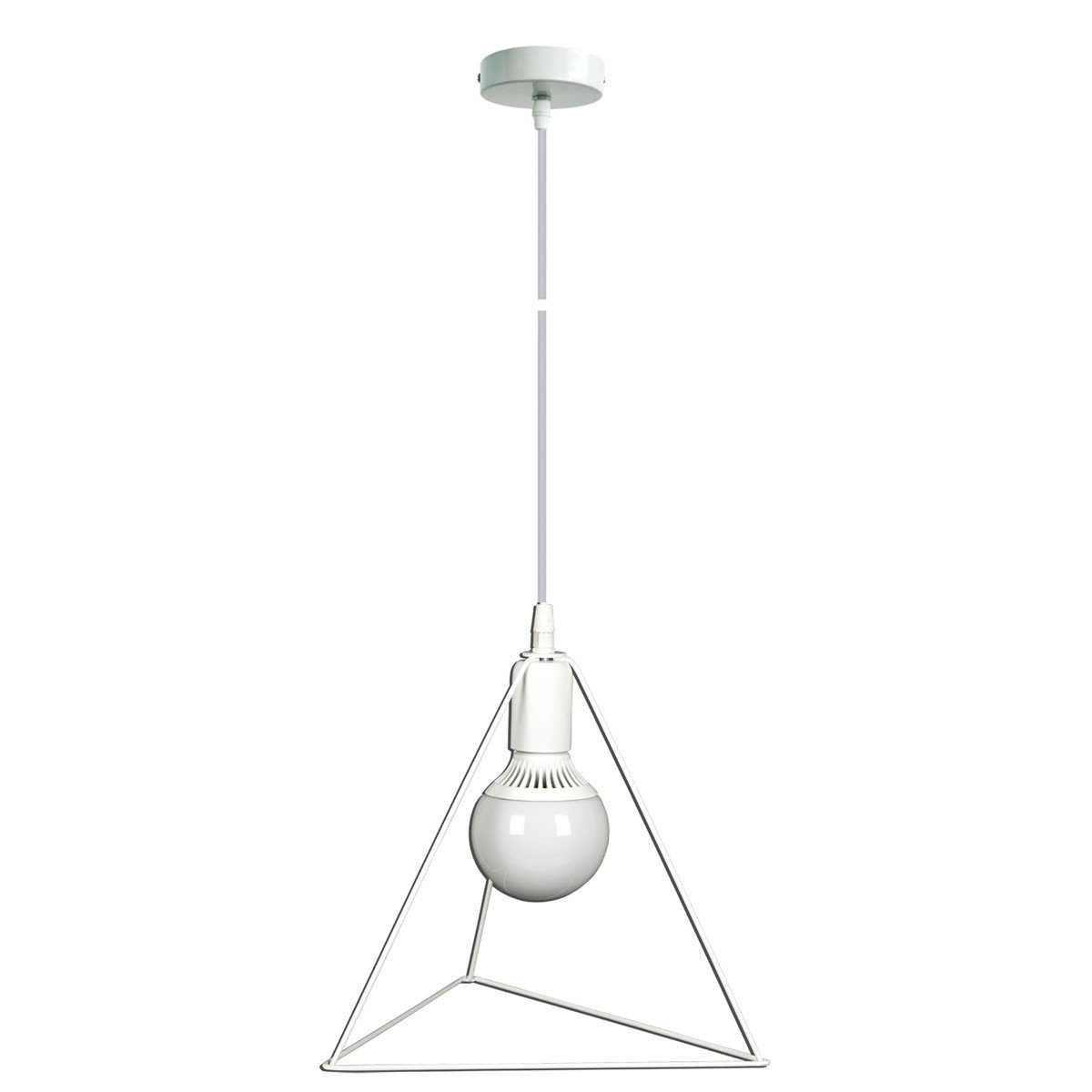 Φωτιστικό Κρεμαστό Κλουβί Τρίγωνο 30x30x30cm Από Μέταλλο Σε Λευκό Χρώμα       VK/0310/W
