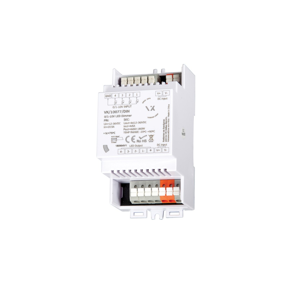 Led dimmer 12-36VDC 1X10A,240-720W,46.5X145X16 VK/10077/DIN