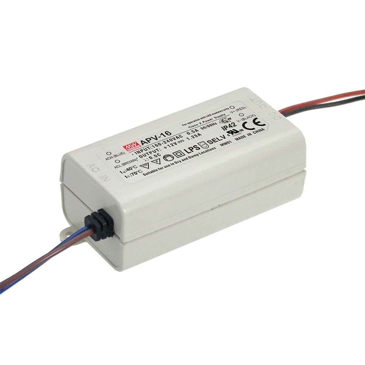 Τροφοδοτικό Mean Well,  12V/1.25A, 16W, 100-240V, IP42 VK/APV-16-12