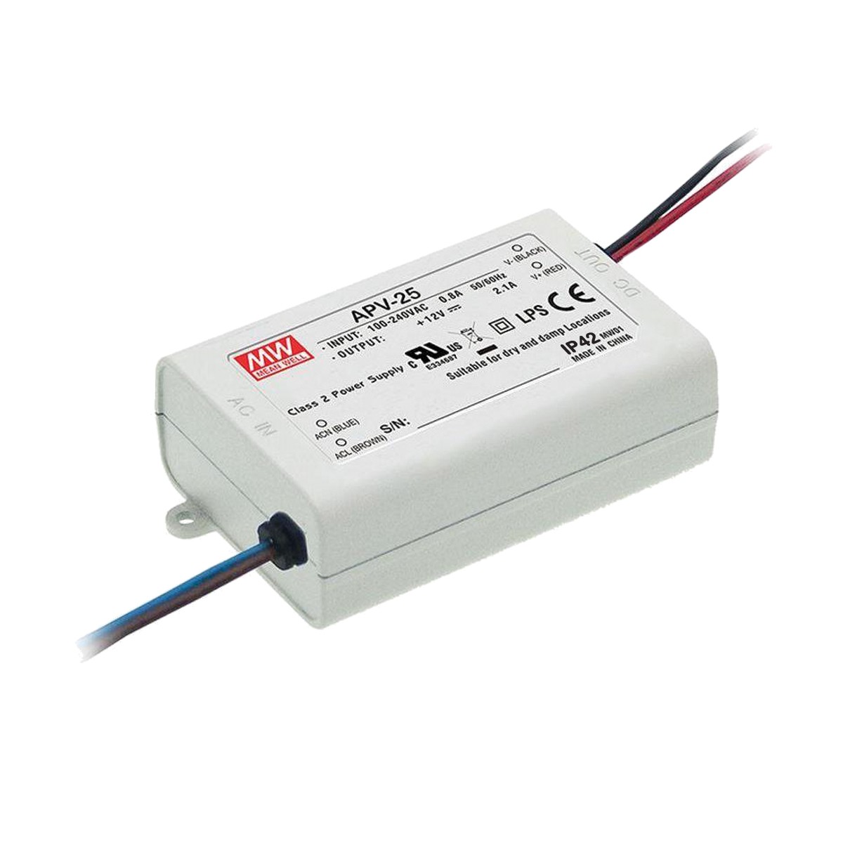 Τροφοδοτικό Mean Well,  24V/1.05A, 25W, 100-240V, IP42 VK/APV-25-24