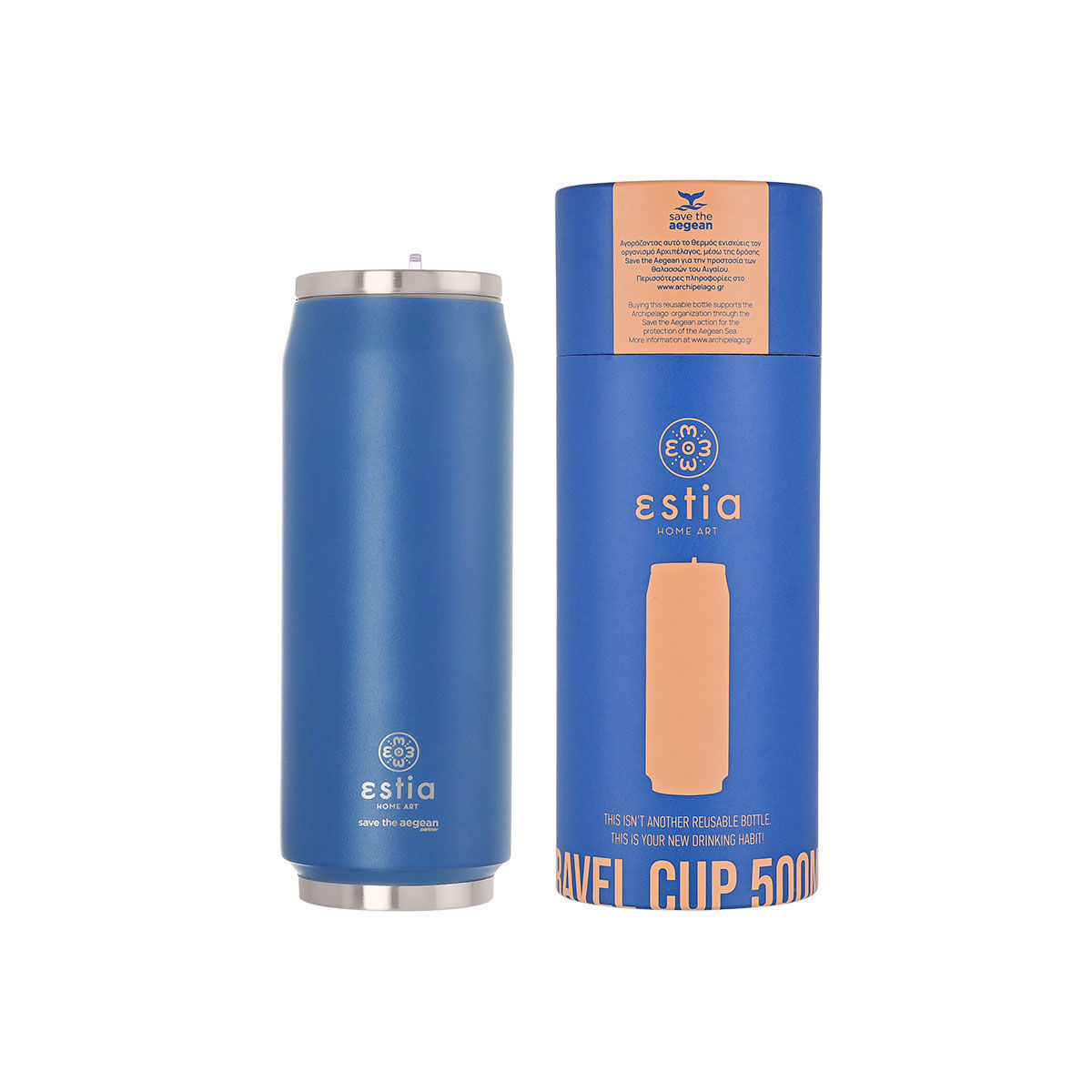 ΘΕΡΜΟΣ TRAVEL CUP SAVE THE AEGEAN 500ml DENIM BLUE