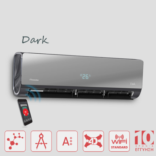Dark Inventor DR2VI32-12WFI/DR2VO32-12 Κλιματιστικό Inverter 12000 BTU A+++/A++ με Ιονιστή και WiFi Black