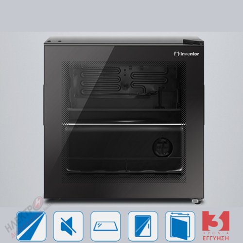 Mini Bar Ψυγείο 44L INVENTOR Μαύρο BC-44BE με Γυάλινη Πόρτα & Φίλτρο UV