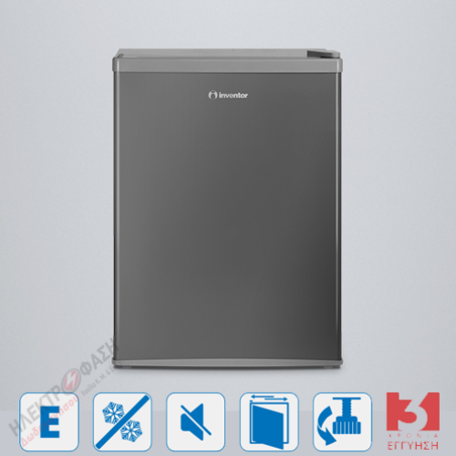 Μονόπορτο Ψυγείο 66L Inox Inventor MP630SE με Χαμηλή Κατανάλωση & Αναστρέψιμη Πόρτα