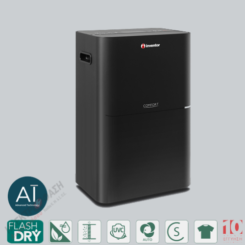 Αφυγραντήρας Inventor Comfort 16L Μα΄υρος με HEPA Φίλτρο, UV-C & Ιονιστή – Για Καθαρή Ατμόσφαιρα & Άνεση CF-WUHB-16L