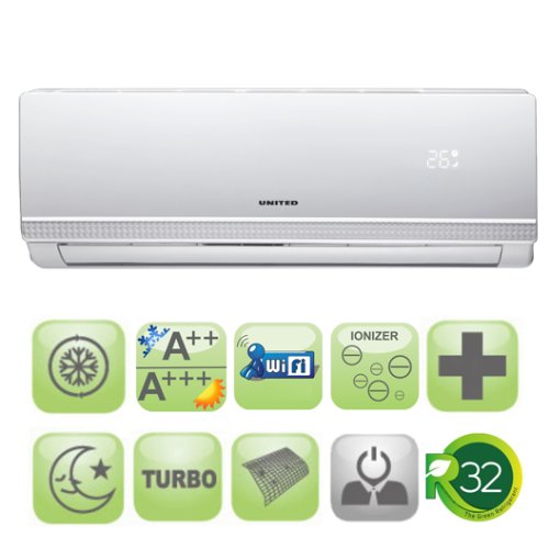UNITED UNI-3409 Κλιματιστικό Inverter 9000BTU Λευκό με Ιονιστή και WIFI