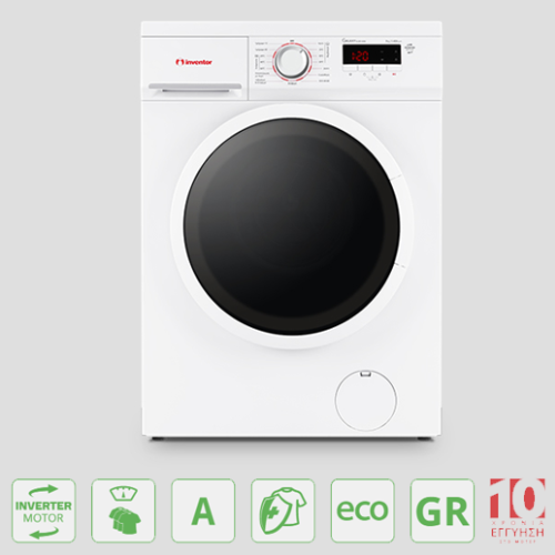 Inventor Πλυντήριο Ρούχων 9kg Εμπρόσθιας Φόρτωσης GL9014AW με Inverter Μοτέρ, Πλύση με Ατμό και Ενεργειακή Κλάση Α