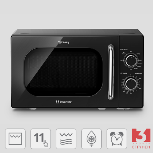 INVENTOR MWOR-20LB Groovy Series – Φούρνος Μικροκυμάτων 700W με Grill, Μαύρος