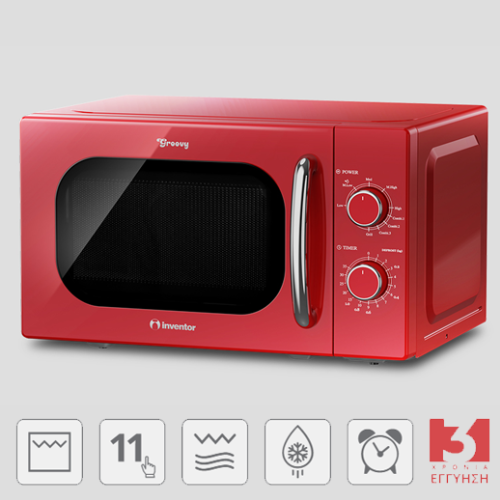INVENTOR MWOR-20LR Groovy Series – Φούρνος Μικροκυμάτων 700W με Grill, Κόκκινος
