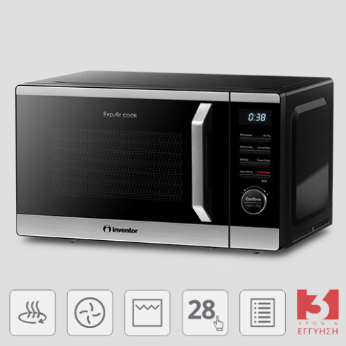 INVENTOR MWO-AF-23LT-BD ExpAir Cook – Φούρνος Μικροκυμάτων 800W με Air Fryer & Grill, Μαύρος